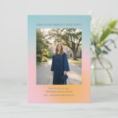 Invitation Celestial Soft Blue Pink Gradient Graduation Party (Debout devant)