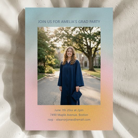 Invitation Celestial Soft Blue Pink Gradient Graduation Party