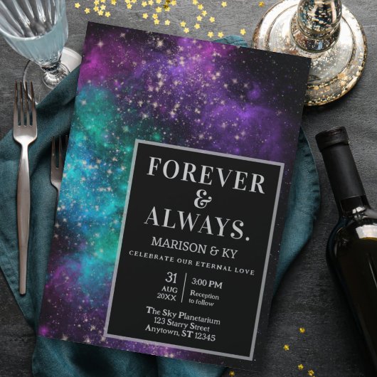 Invitation Celestial Starry Night Sky Space Nebula Mariage