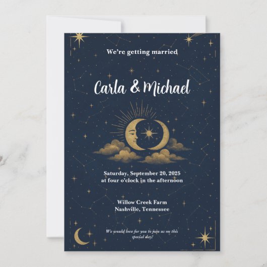 Invitation Celestial Starry Night Wedding (Devant)