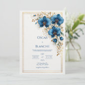 Invitation Celestial Sun and Dark Navy Foliage Wedding (Debout devant)