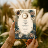 Invitation Celestial Sun Moon Boho Floral Rustic Wedding