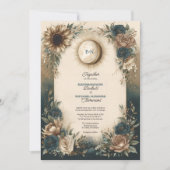 Invitation Celestial Sun Moon Boho Floral Rustic Wedding (Devant)