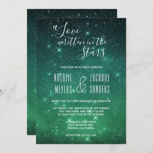 Invitation Celestial Un amour écrit dans les étoiles Mariage (Devant / Derrière)
