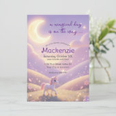 Invitation Celestial Unicorn Birthday Party (Debout devant)