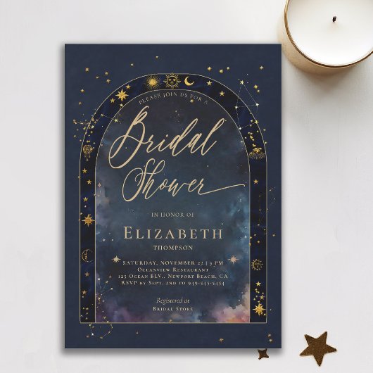 Invitation Celestial Waters Starry Zodiac Moon Bridal Shower
