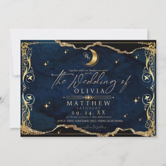 Invitation Celestial Wedding Moon and stars Wedding (Devant)
