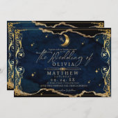 Invitation Celestial Wedding Moon and stars Wedding (Devant / Derrière)