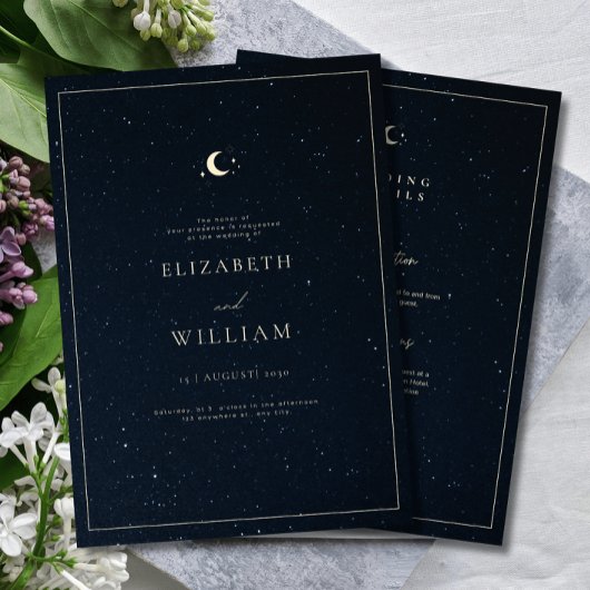 Invitation Celestial Wedding Starry Night Sky Elegant Wedding