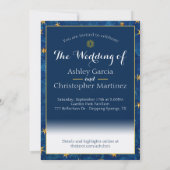 Invitation Celestial Zodiac Sky Navy Blue Gold Stars Mariage (Dos)