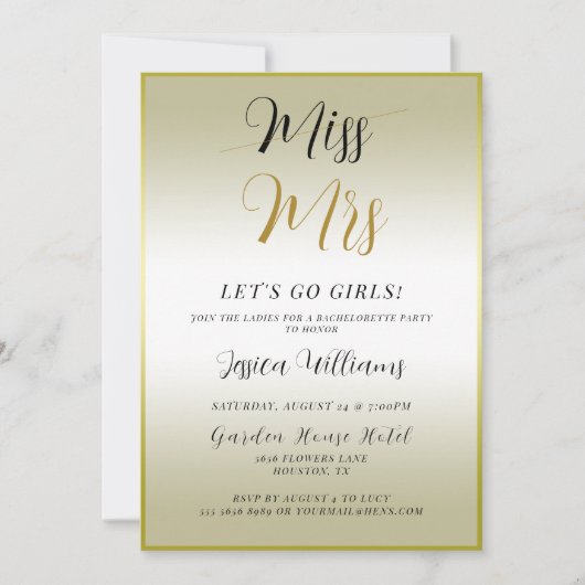 Invitation Célibataire en or (Devant)