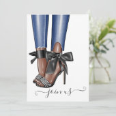 Invitation Célibataire fashionista noir et denim (Debout devant)