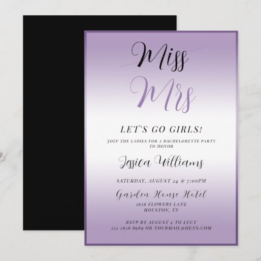 Invitation Célibataire pourpre (Devant / Derrière)