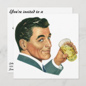 Invitation Célibataire vintage à une soirée cocktail (Devant / Derrière)