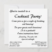 Invitation Célibataire vintage à une soirée cocktail (Dos)