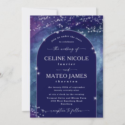 Invitation Céline ・ Céleste Arché Mariage de nuit étoilé (Devant)