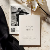 Invitation CELINE Minimalist Wedding Invite w/ RSVP QR Code