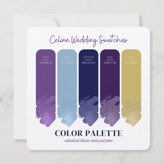 Invitation Céline ・ Palette couleur violet et bleu Mariage (Devant)