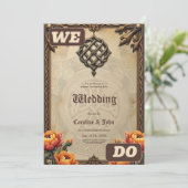 Invitation Celtic art and floral splendor in warm tones.  (Debout devant)