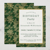 Invitation Celtic Green Gold Paisley Floral Anniversaire (Devant / Derrière)
