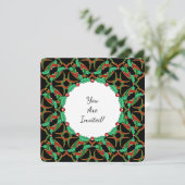 Invitation Celtic Holly Wreath Motif Noël (Debout devant)