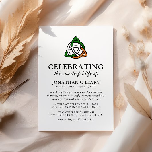 Invitation Celtic Knot Classic Irish Funeral Memorial Invitat