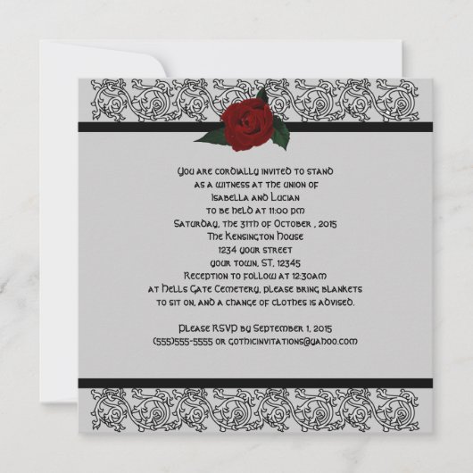 Invitation Celtic Knot Infinity Rose Goth Mariage (Devant)