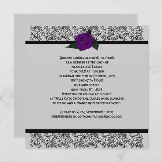 Invitation Celtic Knot Infinity Rose Goth Mariage (Devant / Derrière)