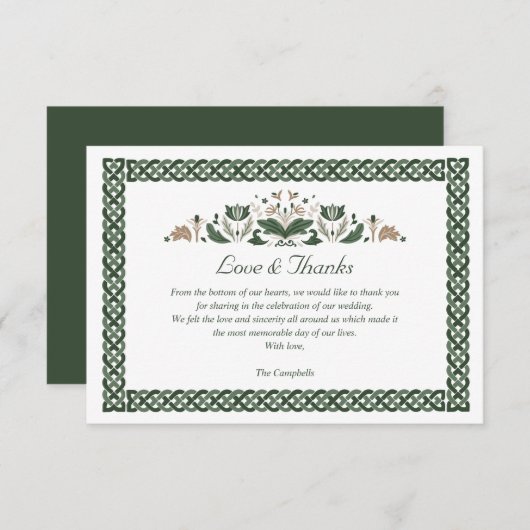 Invitation Celtic noeud Floral moderne irlandais Mariage MERC (Devant / Derrière)