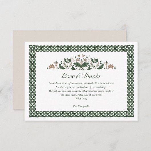 Invitation Celtic noeud Floral moderne irlandais Mariage MERC (Devant / Derrière)