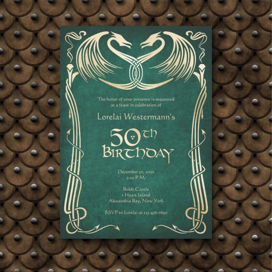 Invitation Celtic Viking Dragon 50e anniversaire