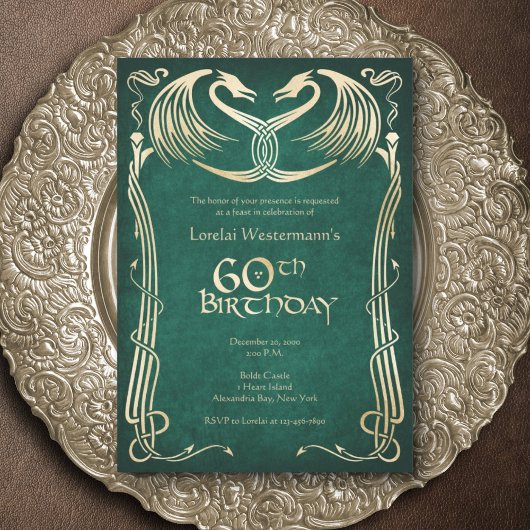 Invitation Celtic Viking Dragon 60e anniversaire