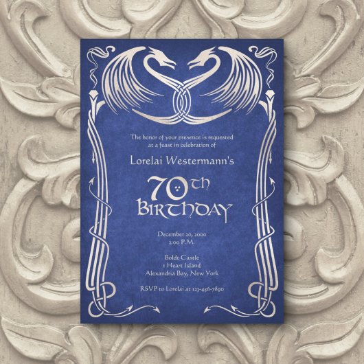 Invitation Celtic Viking Dragon 70e anniversaire