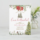 Invitation Cena De Navidad Poinsettia Christmas Dinner Party (Debout devant)