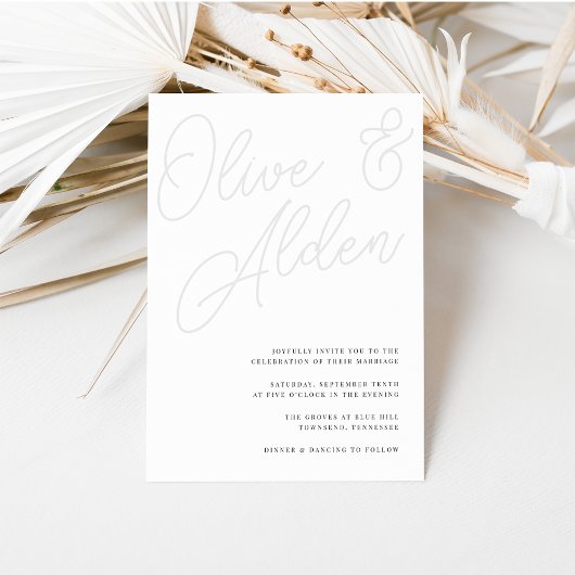 Invitation Cendre | Mariage de filigrane de script