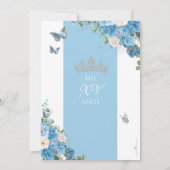 Invitation Cendrillon Bleu Argent papillon princesse Annivers (Dos)