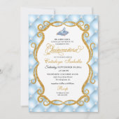 Invitation Cendrillon bleu Chaussure en verre Princesse Quinc (Devant)