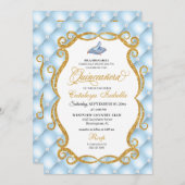 Invitation Cendrillon bleu Chaussure en verre Princesse Quinc (Devant / Derrière)