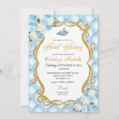 Invitation Cendrillon bleu Chaussure en verre Princesse Sweet (Devant)