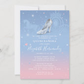 Invitation Cendrillon bleu clair et quinceanera rose (Devant)