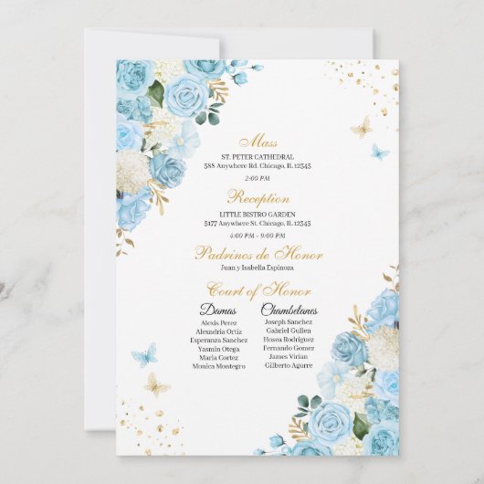 Invitation Cendrillon bleu clair Princesse Robe Quinceanera (Dos)