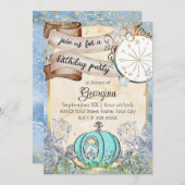 Invitation Cendrillon bleu enchanté (Devant / Derrière)