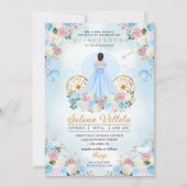 Invitation Cendrillon bleu et rose Carriage Quinceañera (Devant)