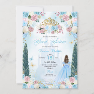 Invitation Cendrillon bleu et rose Fairytale Princess Sweet 1