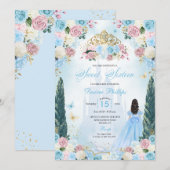 Invitation Cendrillon bleu et rose Fairytale Princess Sweet 1 (Devant / Derrière)