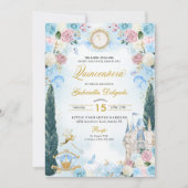 Invitation Cendrillon bleu et rose Princesse Fairy Quinceaner (Devant)