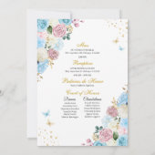 Invitation Cendrillon bleu et rose Princesse Fairy Quinceaner (Dos)