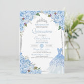 Invitation Cendrillon Bleu Glamour Quinceanera (Debout devant)