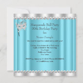 Invitation Cendrillon Bleu Masquerade Masque Talons Anniversa (Dos)