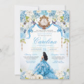 Invitation Cendrillon Bleu Rose Luxe Princesse Quinceanera (Devant)